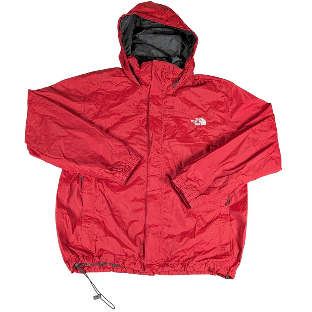 The North Face Mens Resolve Rain Jacket Red Hooded Ripstop Shell L